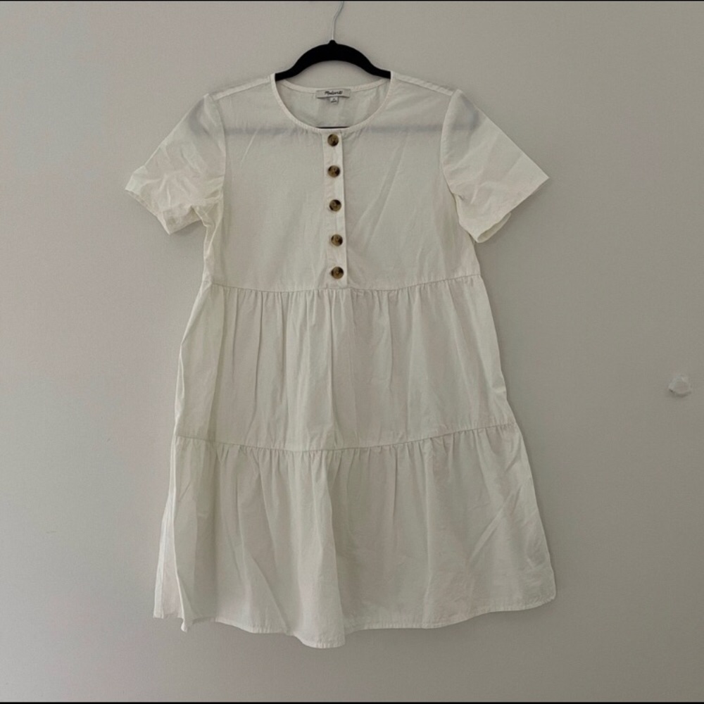 Madewell | Button-Front Short-Sleeve Tiered Mini Dress - Sz XS